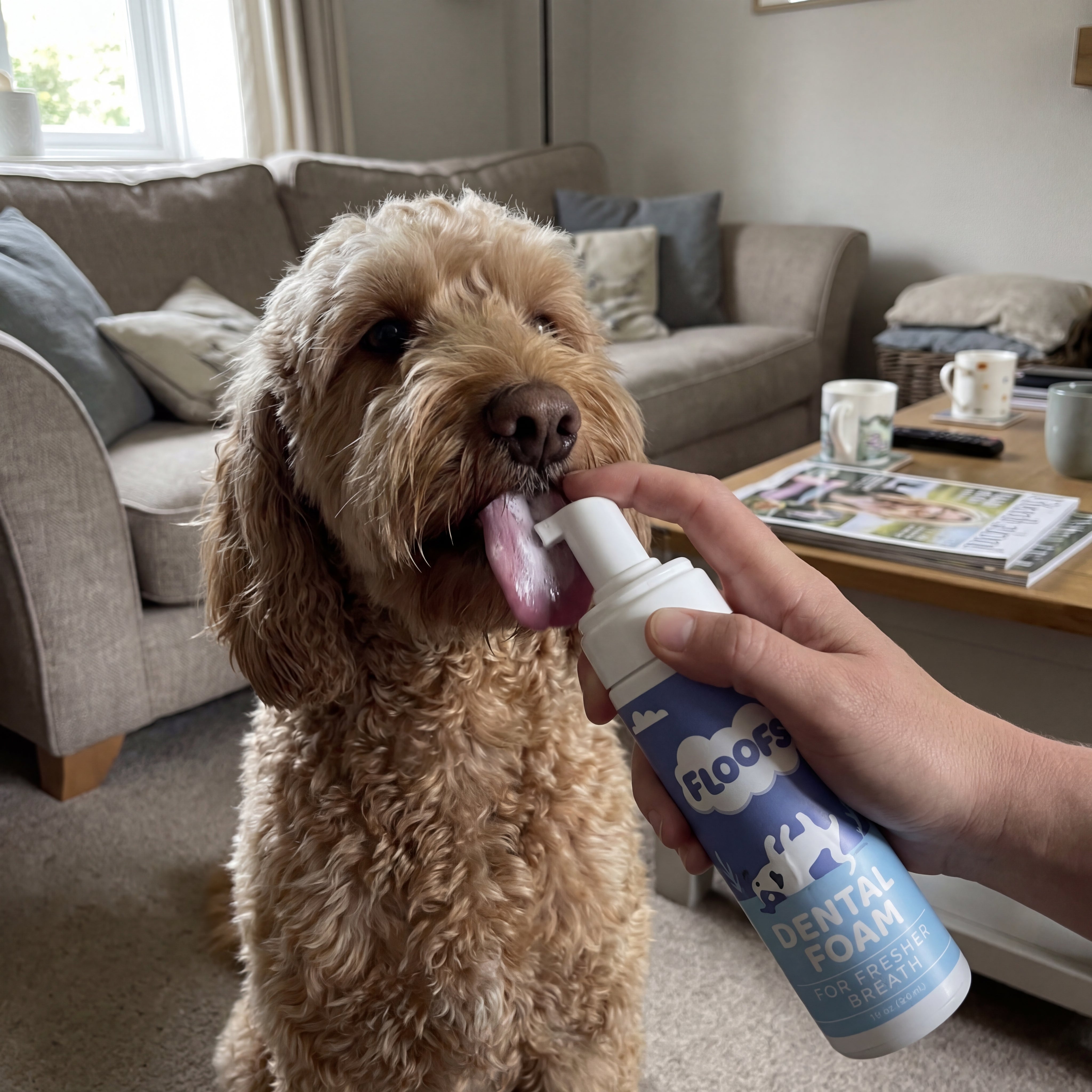 Dog dental foam breath freshener