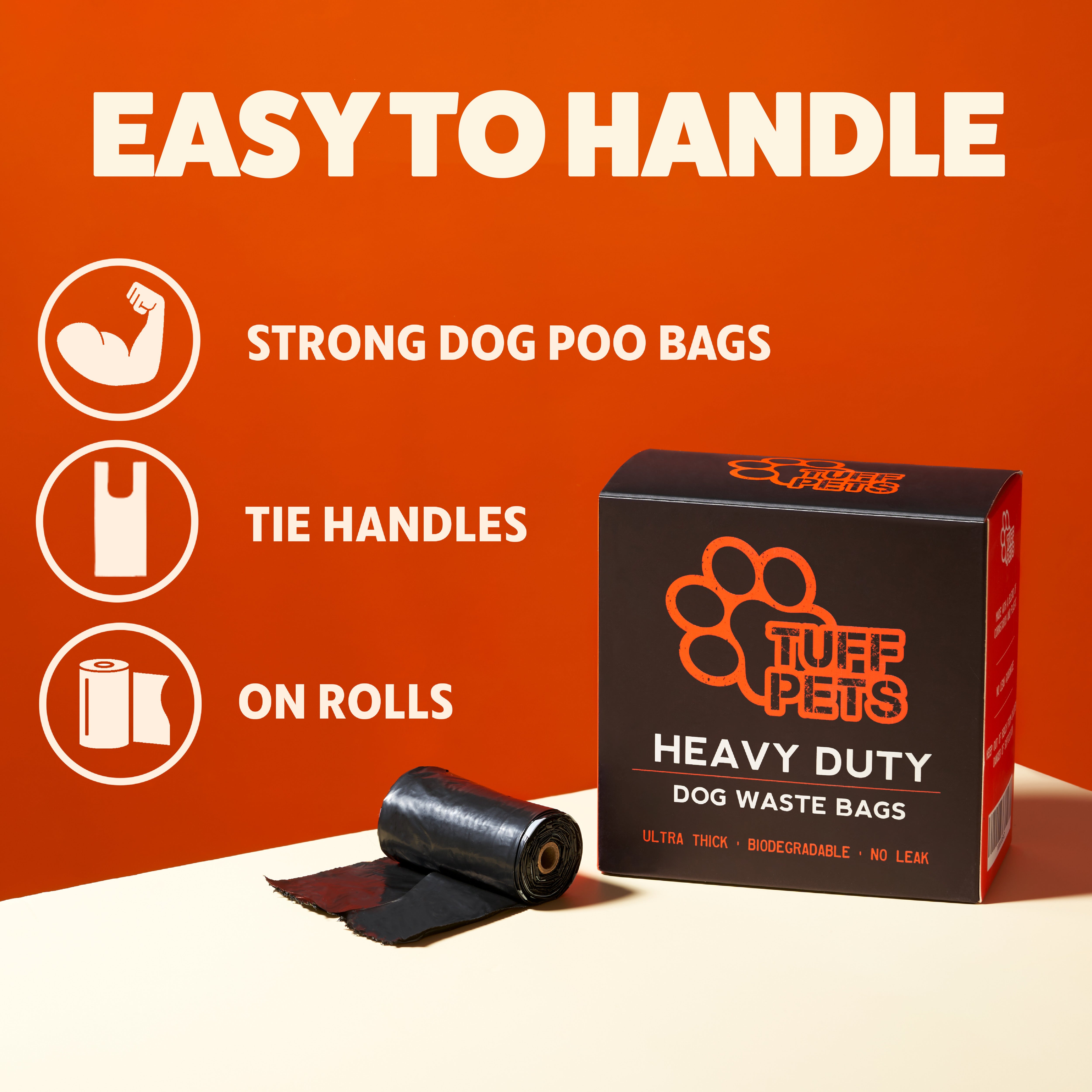 Biodegradable Dog Poo Bags - Heavy Duty with Tie Handles